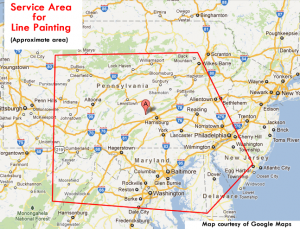 Our approximate service area for line painting