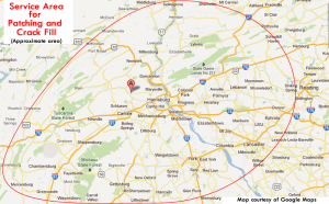 Our approximate service area for patching and crack fill.